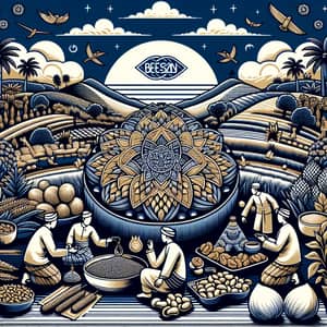 Luxurious Indonesian Landscape Illustrating Cultural Unity