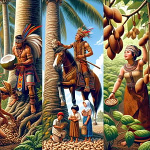 Cultural Scenes from Indonesia: Tribes Harvesting Coconut, Cashew, Peanuts & Sunflower