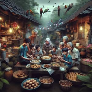 Traditional Hari Raya Celebration in Indonesian Village