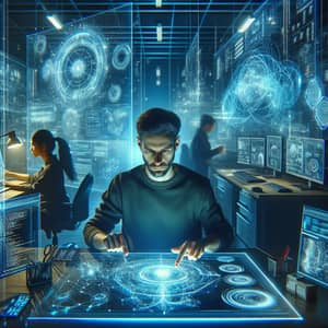 Futuristic Data Security Expert in Holographic Interface