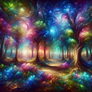 Enchanting Magical Forest - Vibrant Ethereal Hues & Mystical Creatures