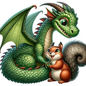 Enchanting Dragon and Adorable Squirrel Playful Interaction