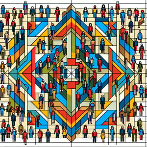 Diverse Human Figures Create Vibrant Geometric Pattern