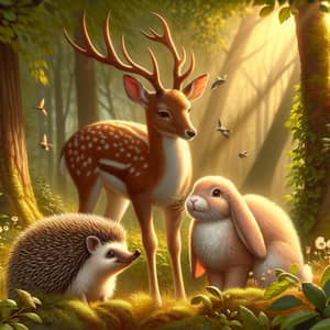 Heartwarming Hedgehog, Deer & Rabbit Friendship