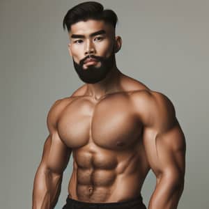 Muscular Man with Undercut Hairstyle & Beard from South-East Asia