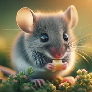 Detailed Image of Small Mouse with Grey Fur and Pink Ears