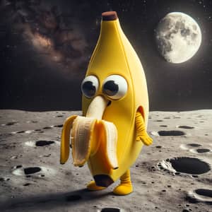 Banana Costume Creature Eating Banana on Moon | Amusing Scene