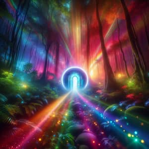 Mystical Forest with Glowing Portal - Vibrant & Dreamlike