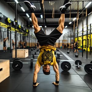 Strong Man Handstanding at Energetic Crossfit Gym - Workout Motivation