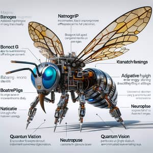 Innovative Robot Bee with Nanogrip Incisors and Quantum Vision Eyes