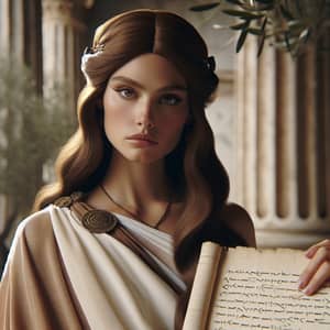 Caucasian Woman as Classical Greek Philosopher