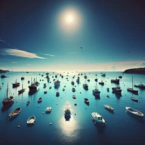 Tranquil Seafaring Scene with Various Boats | Ocean Serenity