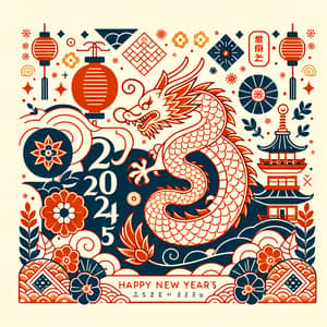 New Year 2024: Year of the Dragon Greeting Card Design