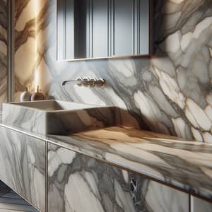 Sophisticated Bathroom Vanity Backsplash with Elegant Marble Slab