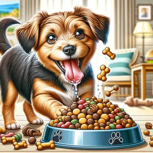 Lively Brown-Haired Dog Enjoying Nutritious Meal | Website Name