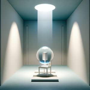 Minimalist Integrity Illustration with Crystal Globe in Empty Room