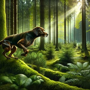 Majestic Hunting Dog in Forest Setting - Ready for Action