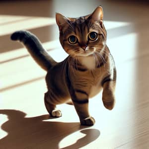 Adorable European Shorthair Cat Dancing with Attentiveness