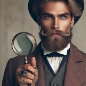 Nordic Male Detective from 1800s | Bright Eyes and Magnifying Glass