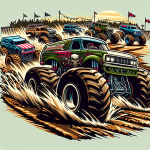 Vector Monster Truck Illustration | Outdoor Dirt Track Scene
