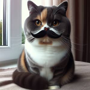Distinctive Black Mustache Cat - Unique Feline Feature