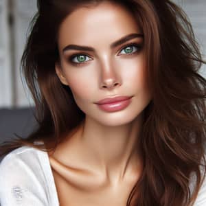 Attractive Woman with Green Eyes and Brown Hair