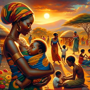 Heartwarming African Family Scene at Sunset | Community Unity