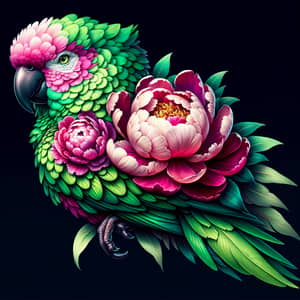 Peony Parrot: Vibrant Fusion of Flower and Bird