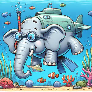 Humorous Underwater Elephant with Vision Issues