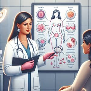 Breast and Cervical Cancer Screening Process Explained by Female South Asian Doctor to Hispanic Woman