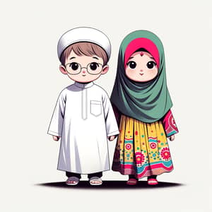 Minimalist Shia Muslim Boy and Girl Illustration