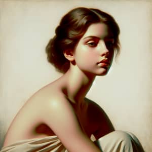 Classical Style Painting of Exotic Female Model in Elegant Pose