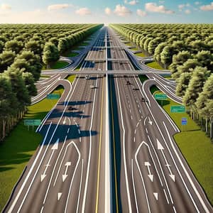 Detailed Highway System with Unique Exits | Visualize a Sunny Day