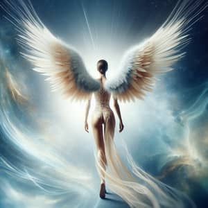Angelic Figure with Feathered Wings: Embodiment of Peace and Hope