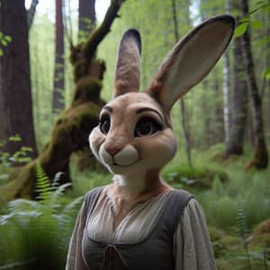 Enchanting Rabbit Woman in Lush Forest | Wildlife Fantasy Art