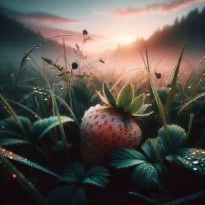 Dew-Covered Fruit in Lush Meadow at Sunrise