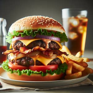 Delicious Gourmet Burger with Fresh Ingredients | Restaurant Name