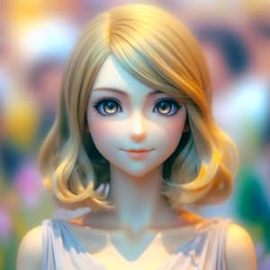 Golden Blonde Anime Character Portrait | Serene & Expressive