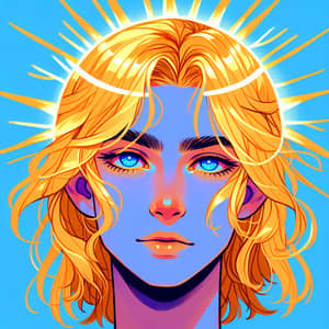 Golden Hair and Blue Eyes: Radiant Sun and Sky Reflections
