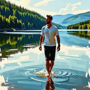 Serene Lake Scene | Nature-Inspired Digital Painting