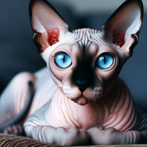 Sphinx Cat with Striking Blue Eyes