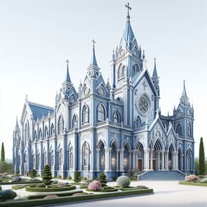 Impressive Catholic Temple with Blue and White Walls