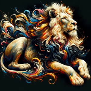 Regal Lion Digital Illustration | Vibrant Colors & Bold Brushstrokes