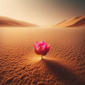 Vibrant Pink Lotus Flower in Desert | Resilient Beauty