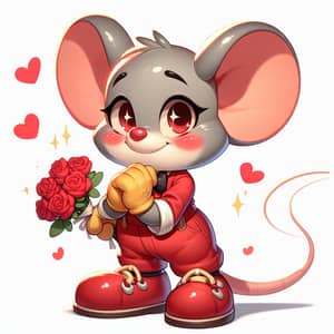 Romantic Mickey Mouse | In Love with Bouquet of Red Roses
