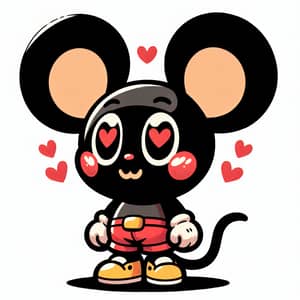 Enamored Cartoon Mouse Illustration - Heart-Eyed Character
