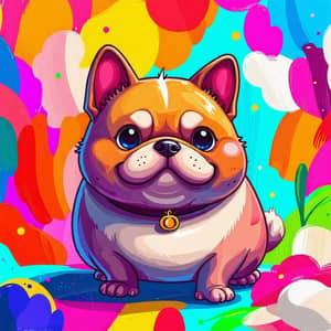Whimsical Japanese Style Chubby Dog Character | Playful Anime-Inspired Art