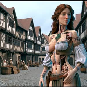 Medieval Village Woman in Pixar Style