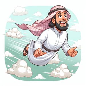 Saudi Man Soars High in Traditional Attire | Amazing Flying Image