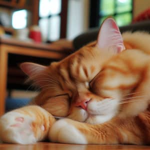 Large Orange Cat Peacefully Sleeping